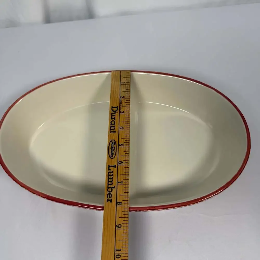 Temp-tations Old World Cranberry Red Divided Oval Baker 14